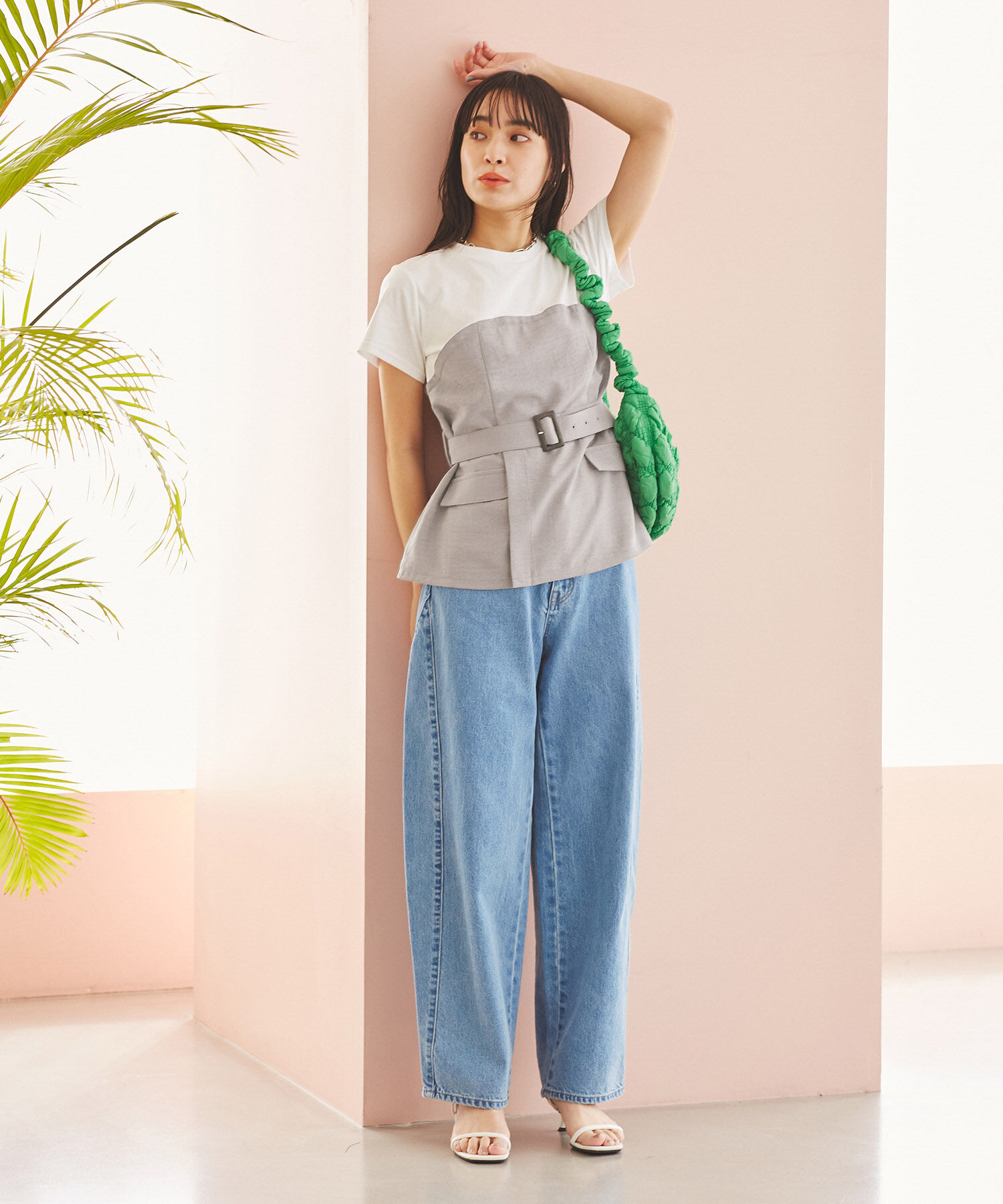 VIS「【接触冷感・洗える】美easyコルセットドッキングプルオーバー」|Tシャツ・カットソー|