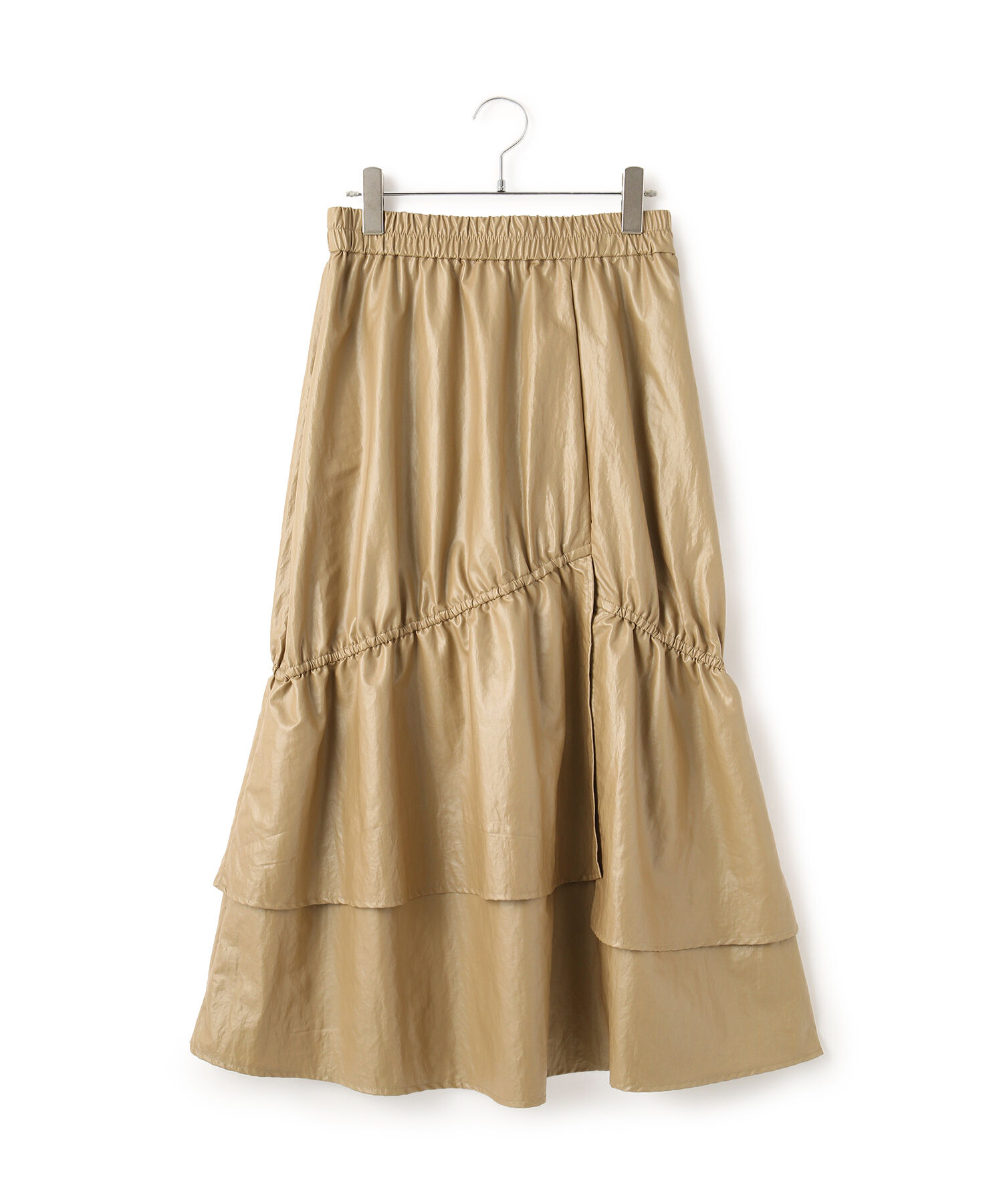 VIS「チンツ加工ギャザーロングスカート」|スカート|