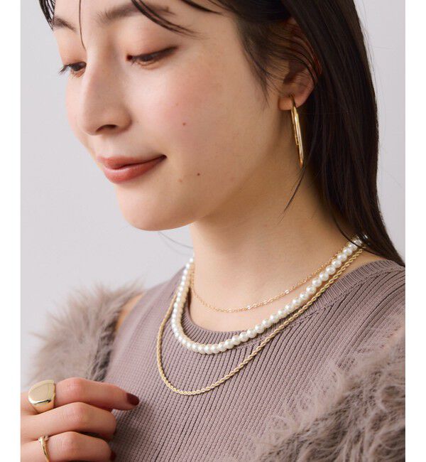 VIS「ガラスパール3連ネックレス」|ネックレス|ゴールド(90)