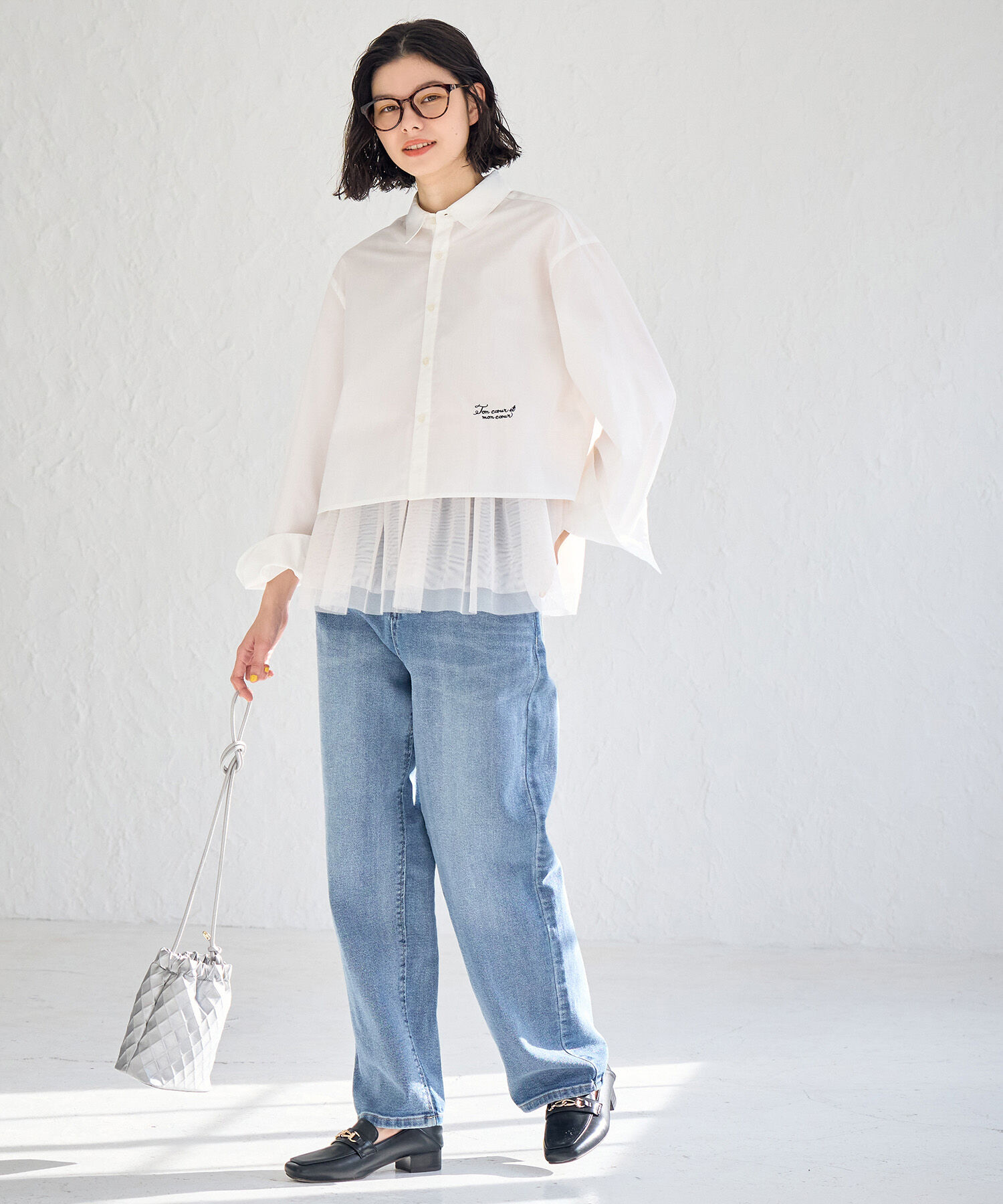 Rope&rsquo;Picnic「CALINE&times;ROPE' PICNIC/UVカットクロップド丈シャツ」|シャツ・ブラウス|
