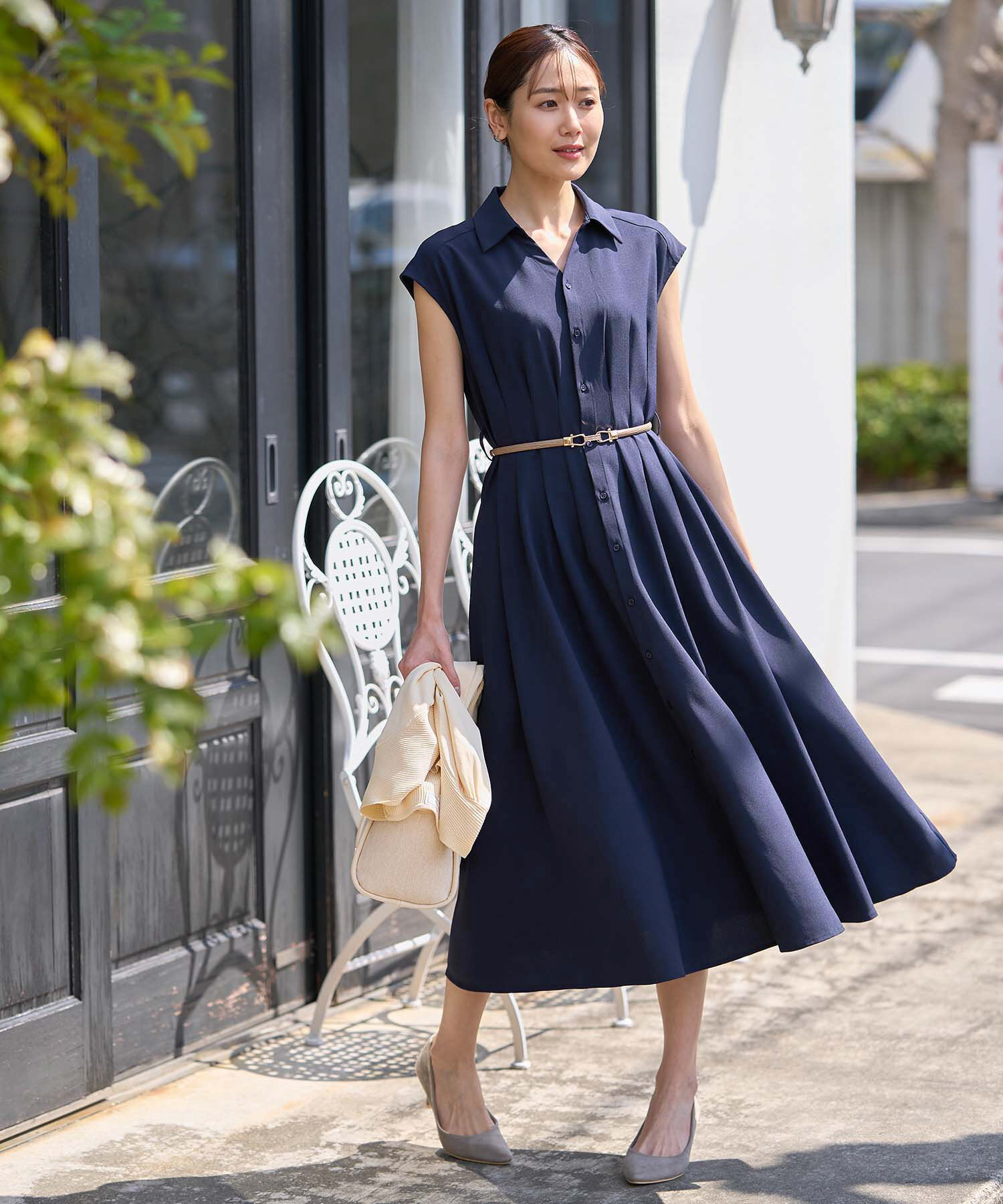 Rope&rsquo;Picnic「【3サイズ展開】シャツコンシャスフレンチスリーブワンピース」|その他|