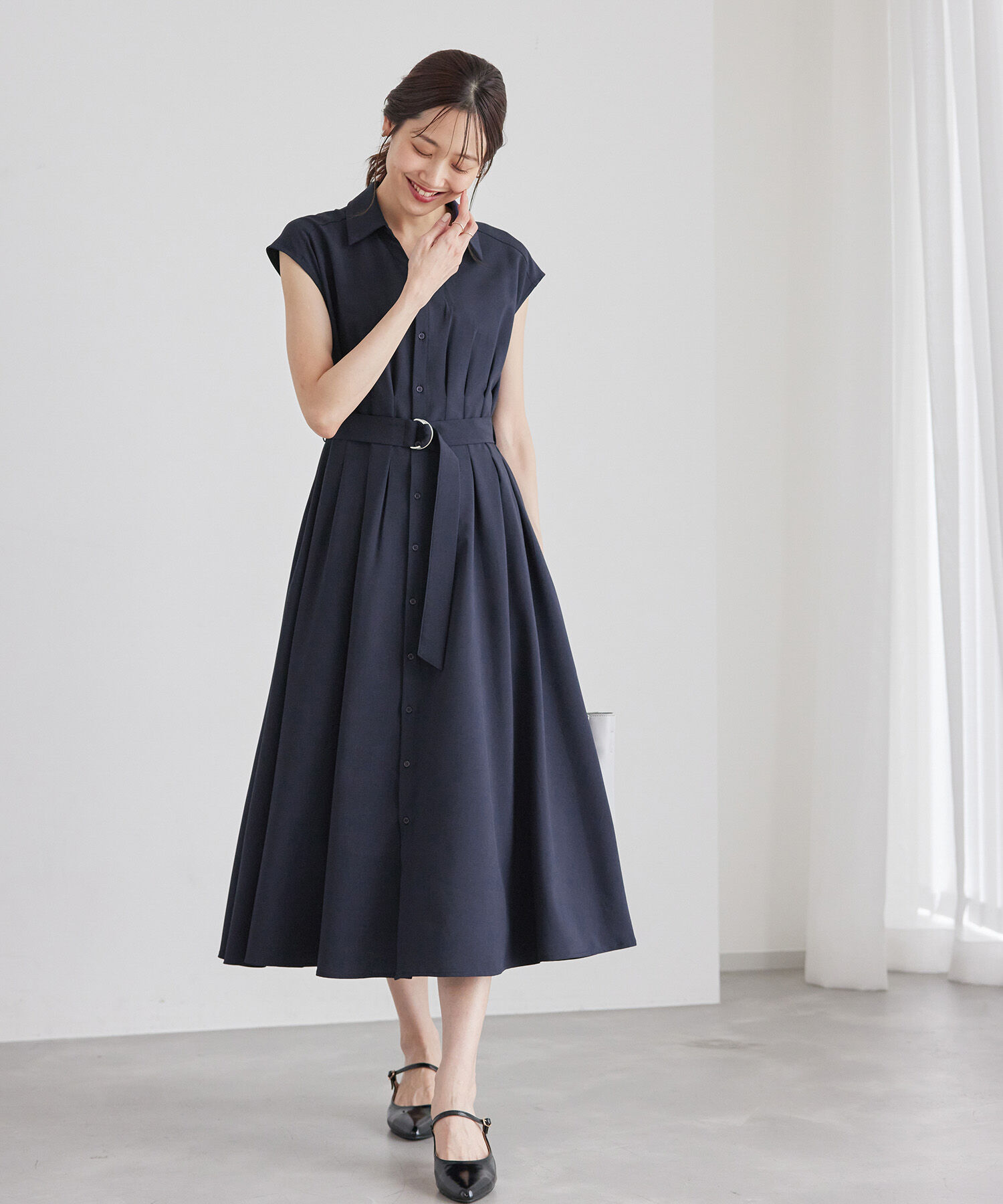 Rope&rsquo;Picnic「【3サイズ展開】シャツコンシャスフレンチスリーブワンピース」|その他|