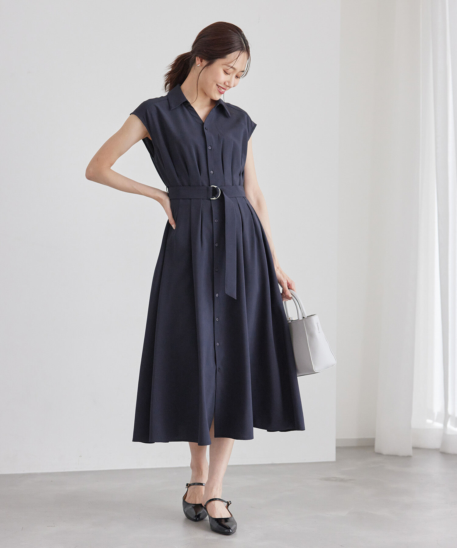 Rope&rsquo;Picnic「【3サイズ展開】シャツコンシャスフレンチスリーブワンピース」|その他|