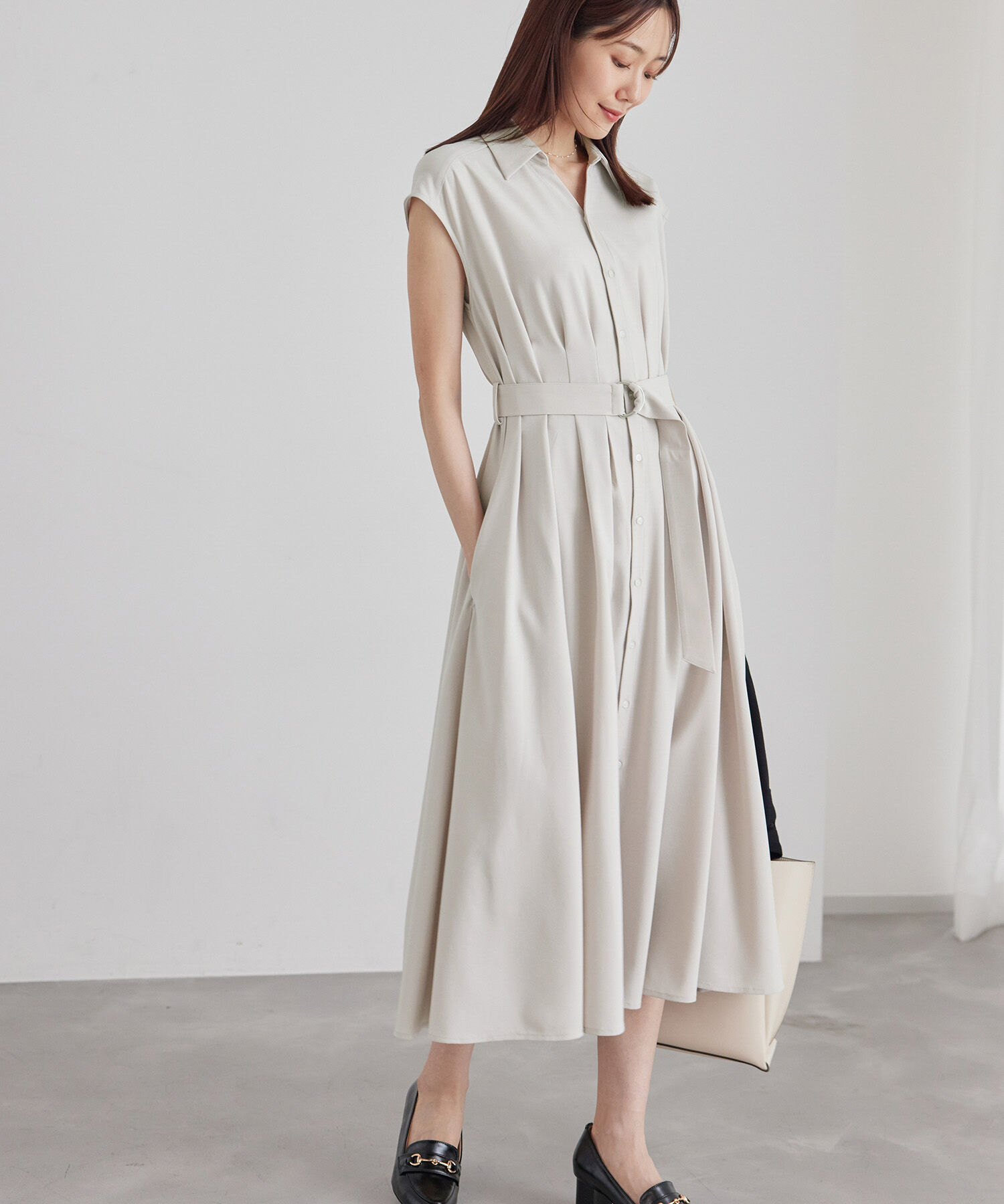 Rope&rsquo;Picnic「【3サイズ展開】シャツコンシャスフレンチスリーブワンピース」|その他|