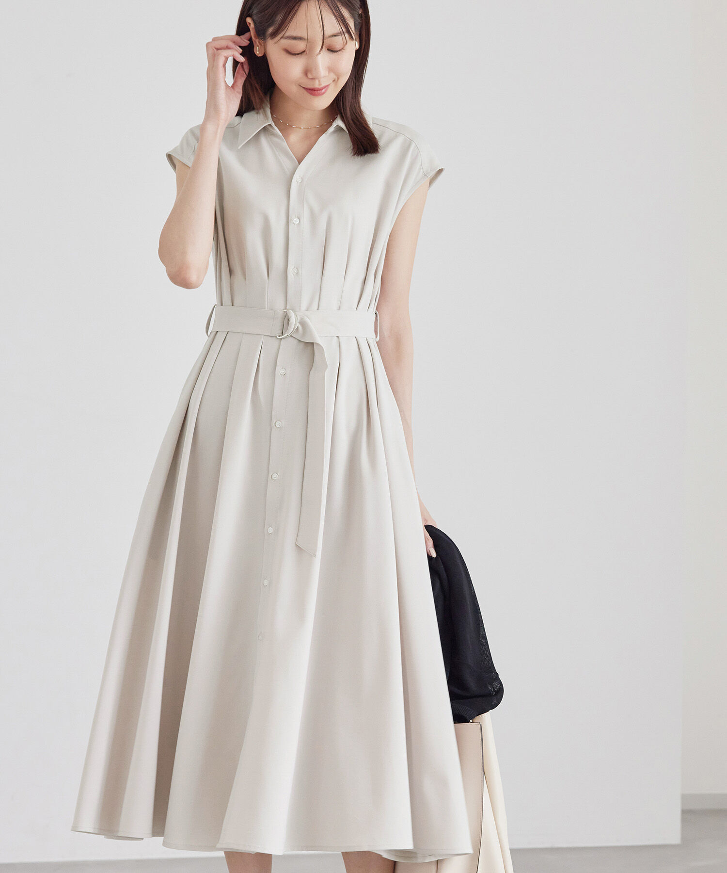 Rope&rsquo;Picnic「【3サイズ展開】シャツコンシャスフレンチスリーブワンピース」|その他|