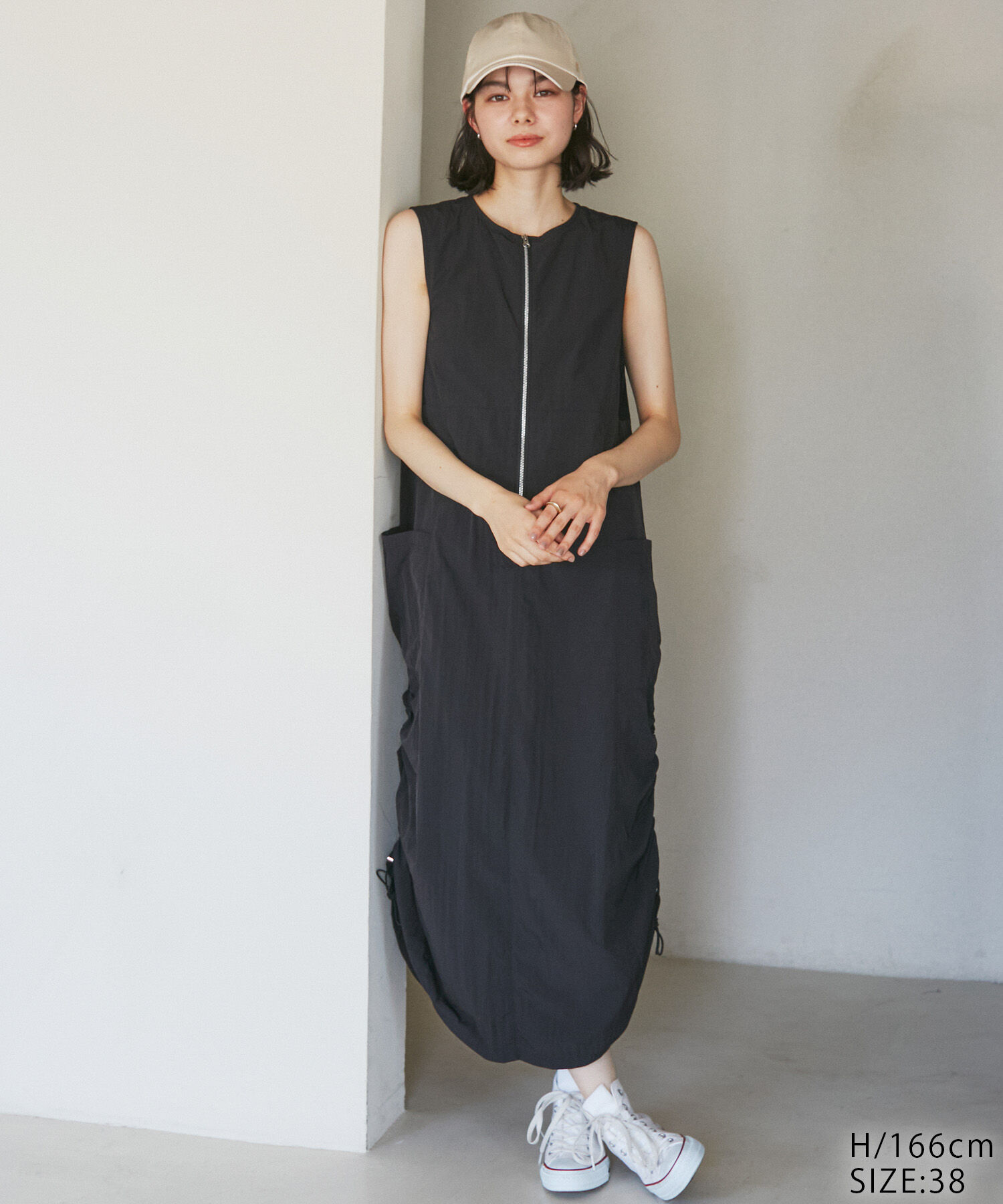 ROPE' PICNIC R「フロントジップサイドリブワンピース/撥水加工・リンクコーデ」|ワンピース|