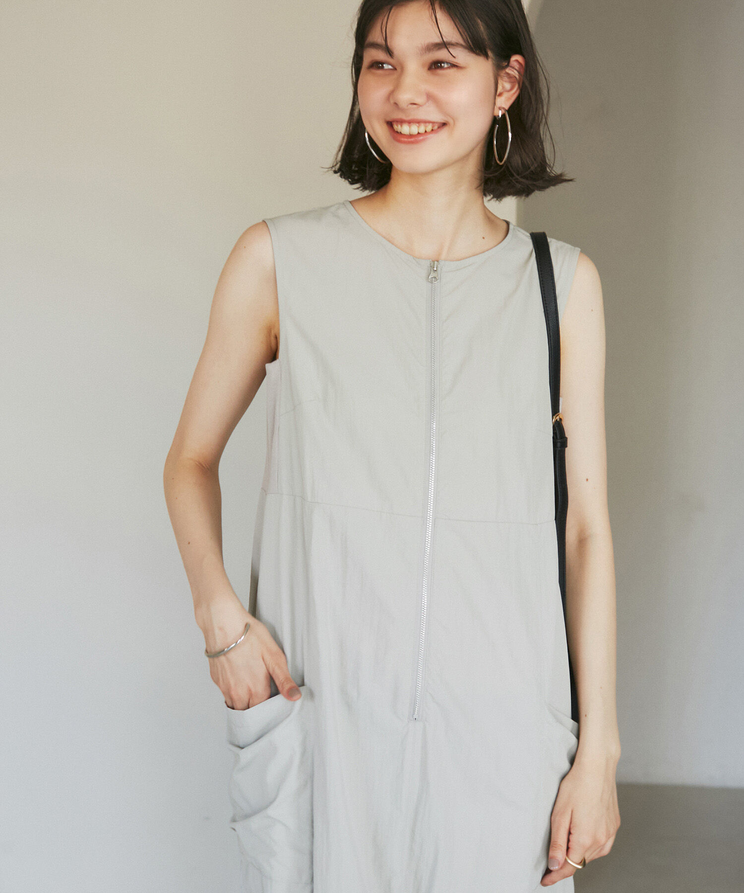 ROPE' PICNIC R「フロントジップサイドリブワンピース/撥水加工・リンクコーデ」|ワンピース|