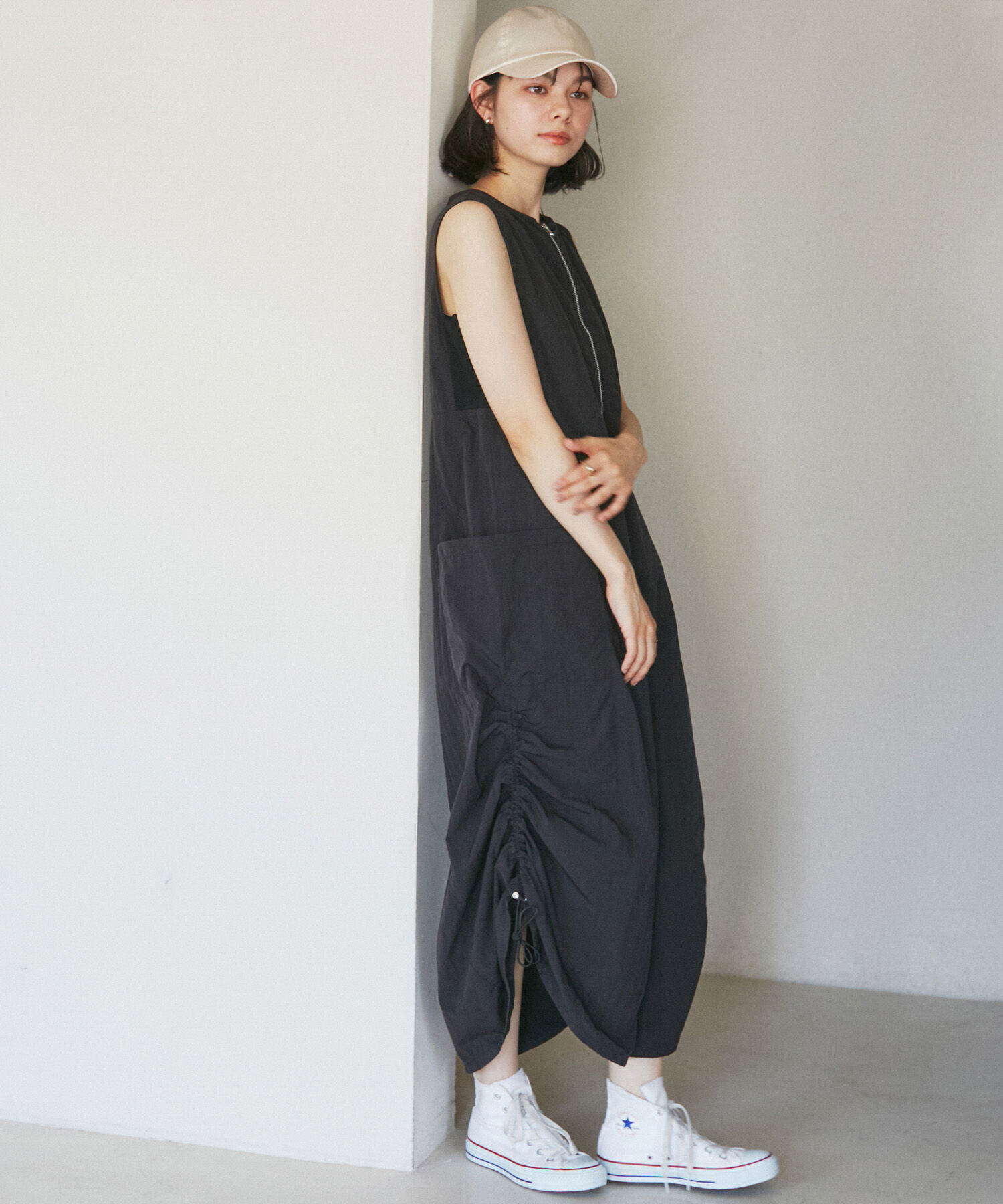 ROPE' PICNIC R「フロントジップサイドリブワンピース/撥水加工・リンクコーデ」|ワンピース|