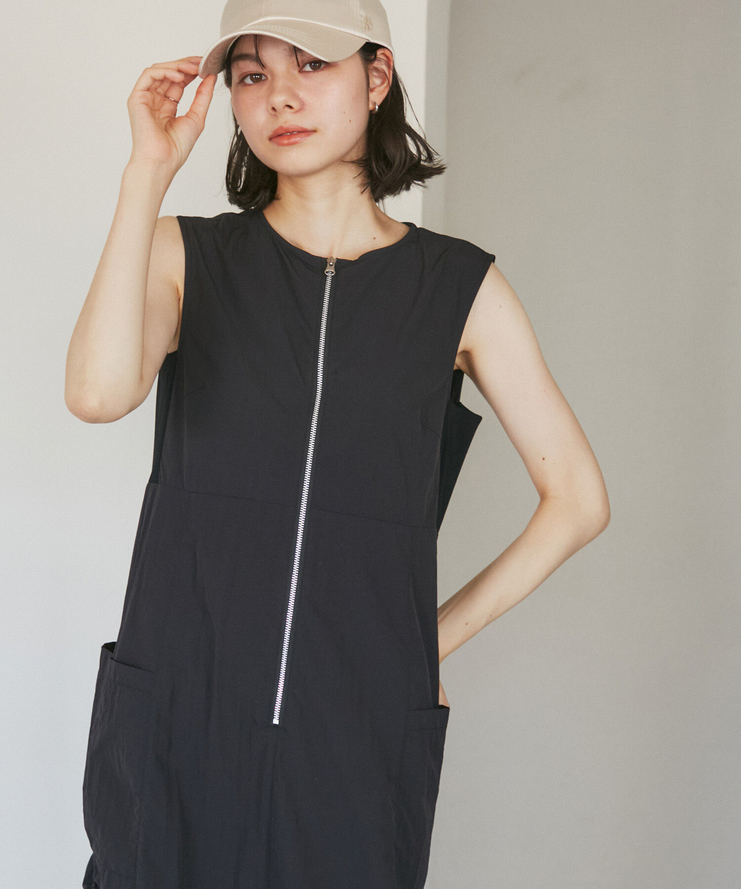 ROPE' PICNIC R「フロントジップサイドリブワンピース/撥水加工・リンクコーデ」|ワンピース|