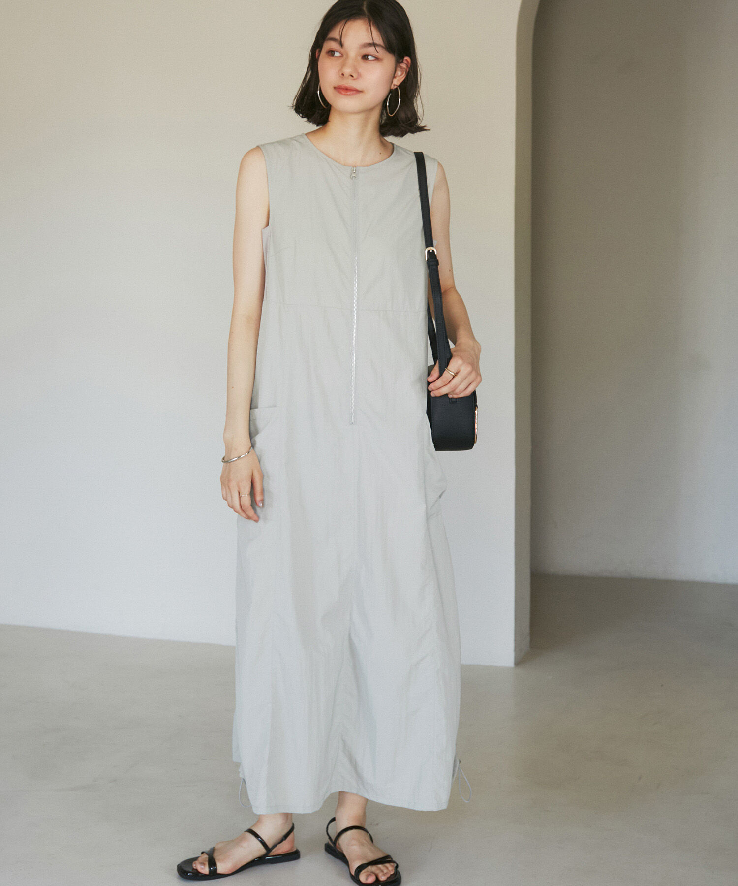 ROPE' PICNIC R「フロントジップサイドリブワンピース/撥水加工・リンクコーデ」|ワンピース|