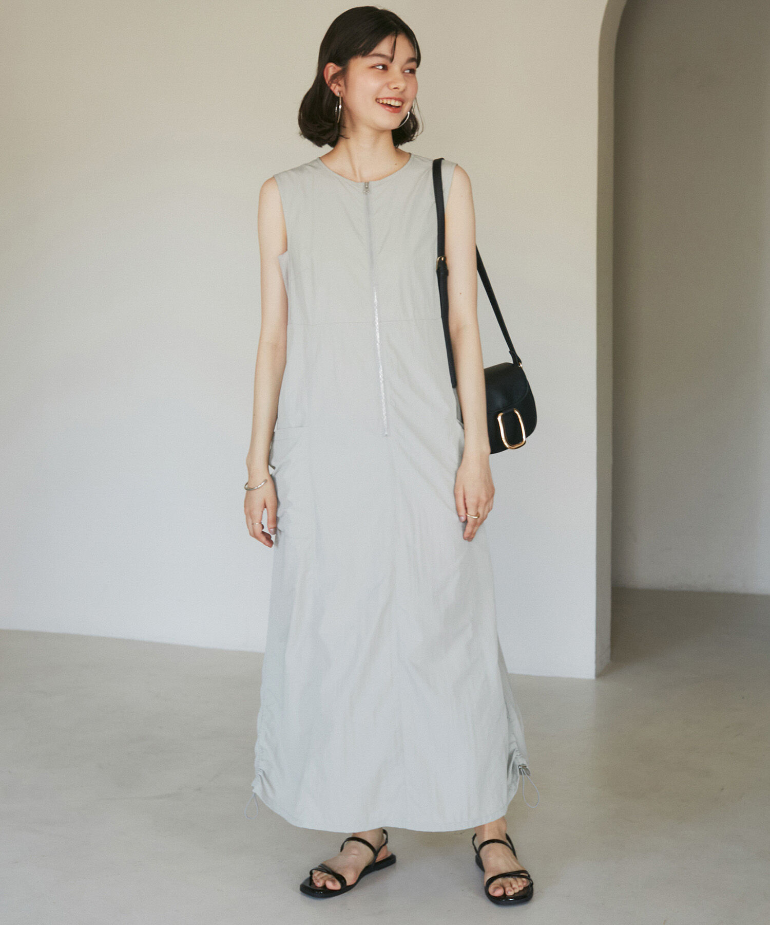 ROPE' PICNIC R「フロントジップサイドリブワンピース/撥水加工・リンクコーデ」|ワンピース|