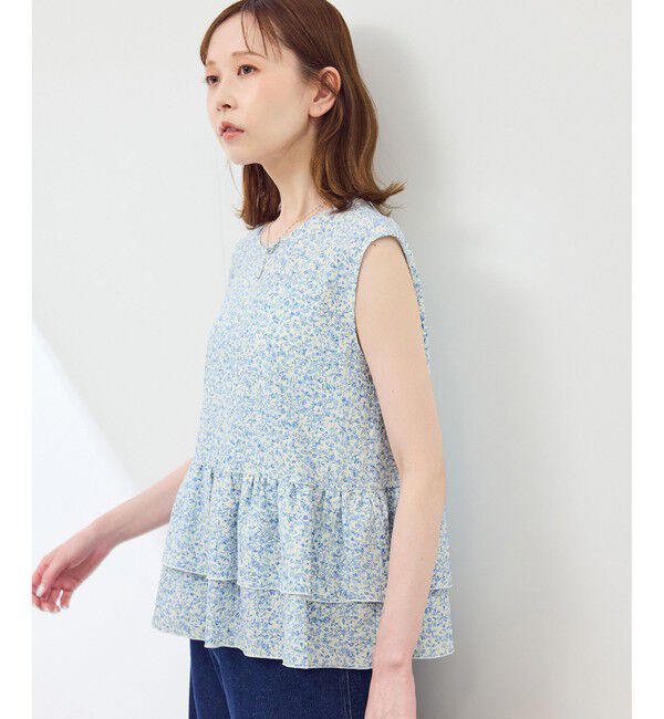 Rope&rsquo;Picnic「小花柄ティアードゼロスリーブブラウス」|シャツ・ブラウス|