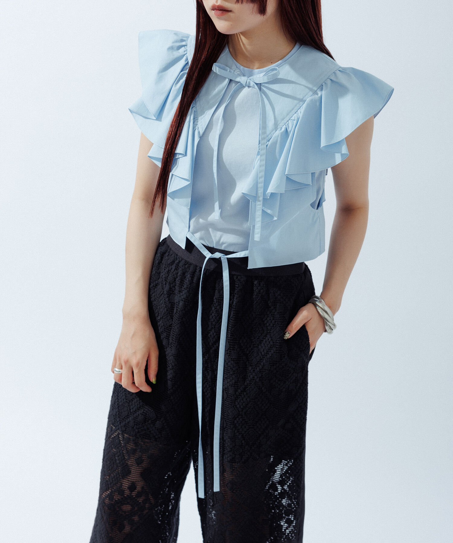 ADAM ET ROPE'「【逸品】フリルセットTシャツ」|Tシャツ・カットソー|