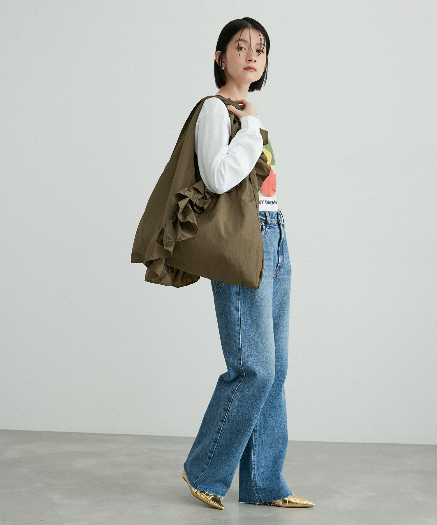 ADAM ET ROPE'「【サステナブル】ギャザーフリルバッグ」|トートバッグ|