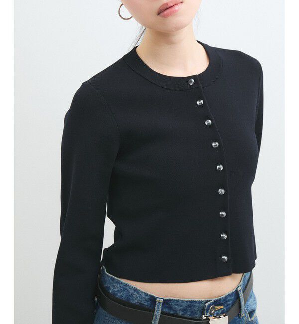 ADAM ET ROPE'「【サステナブル】クールタッチロングスリーブカーディガン」|カーディガン|ブラック(01)