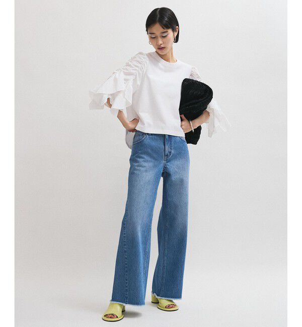 ADAM ET ROPE'「【WEB限定】フリルスリーブカットソー」|Tシャツ・カットソー|