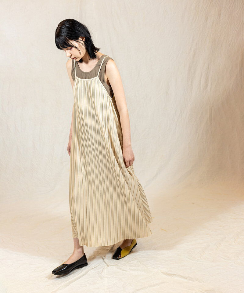  「プリーツサロペットワンピース」|ジャンパースカート|