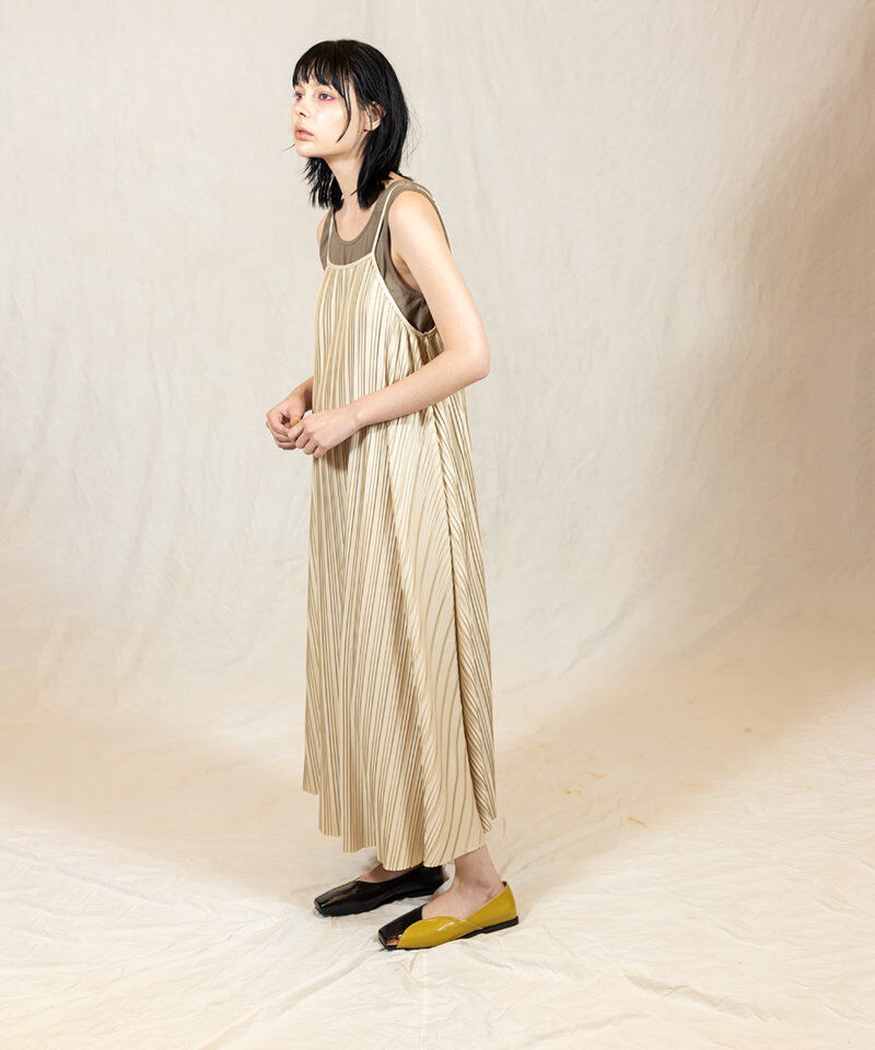  「プリーツサロペットワンピース」|ジャンパースカート|