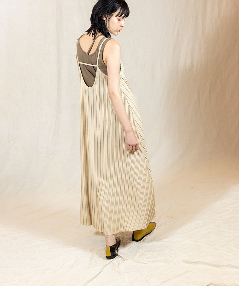  「プリーツサロペットワンピース」|ジャンパースカート|