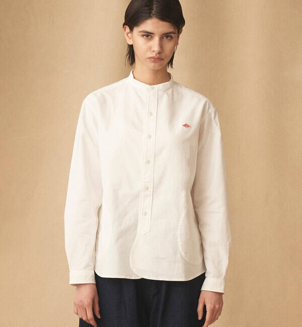 DANTON「DANTON | オックスフォード バンドカラーシャツ SOLID WOMEN」|シャツ・ブラウス|WHITE