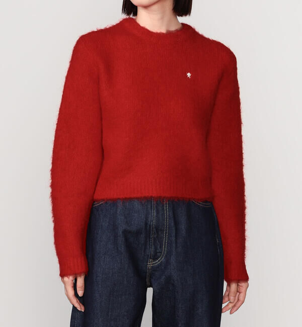 GYMPHLEX「Gymphlex | シャギーニット ショートプルオーバー WOMEN」|ニット・セーター|RED