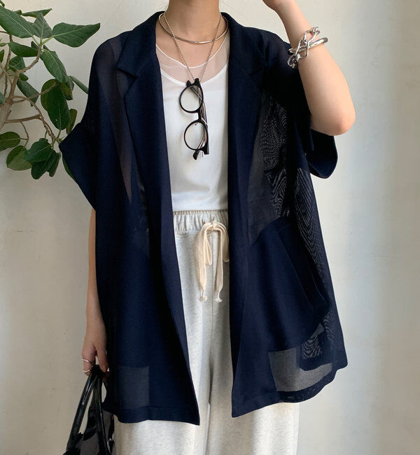  「【新色追加】メッシュ半袖ジャケット」|テーラードジャケット|