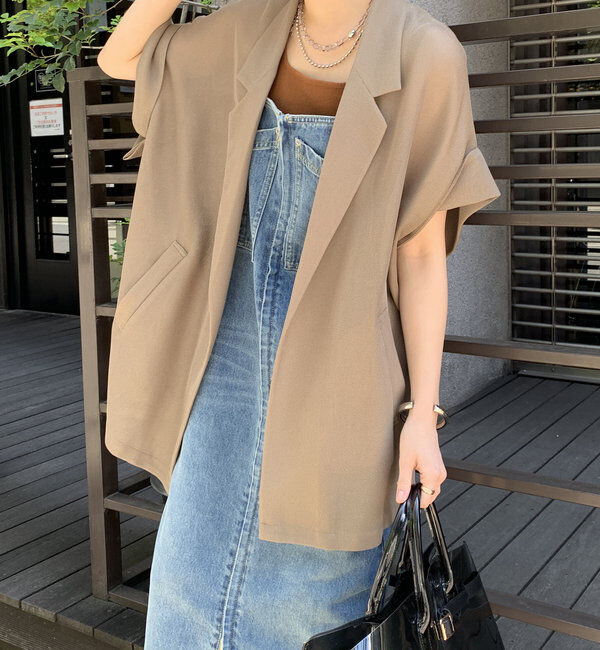  「【新色追加】メッシュ半袖ジャケット」|テーラードジャケット|