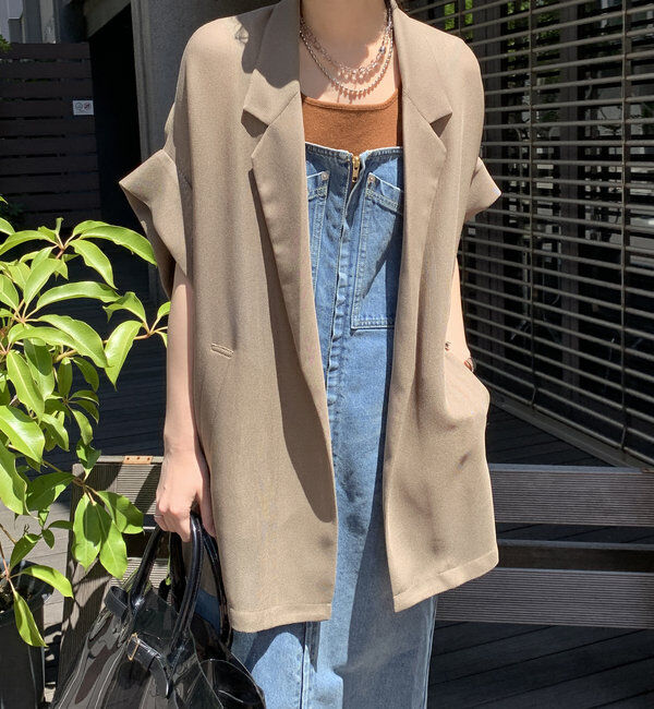  「【新色追加】メッシュ半袖ジャケット」|テーラードジャケット|