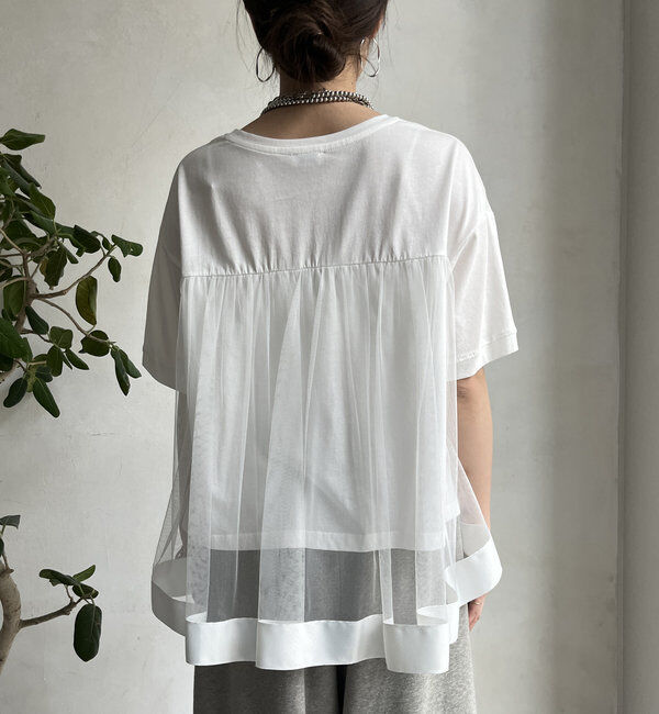  「【WEB限定】バックギャザーチュールプルオーバー」|Tシャツ・カットソー|