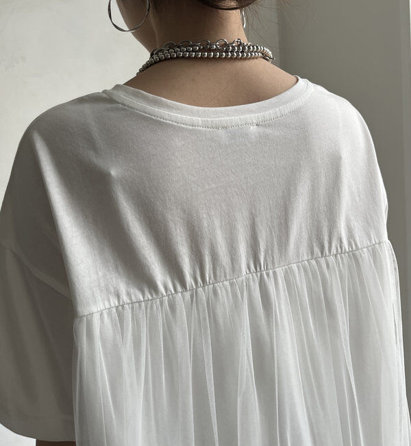  「【WEB限定】バックギャザーチュールプルオーバー」|Tシャツ・カットソー|