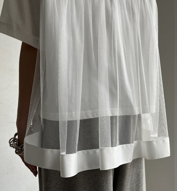  「【WEB限定】バックギャザーチュールプルオーバー」|Tシャツ・カットソー|
