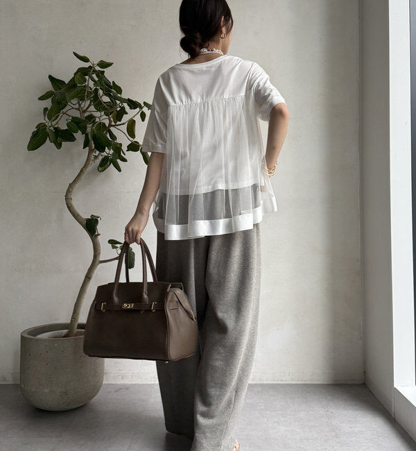  「【WEB限定】バックギャザーチュールプルオーバー」|Tシャツ・カットソー|