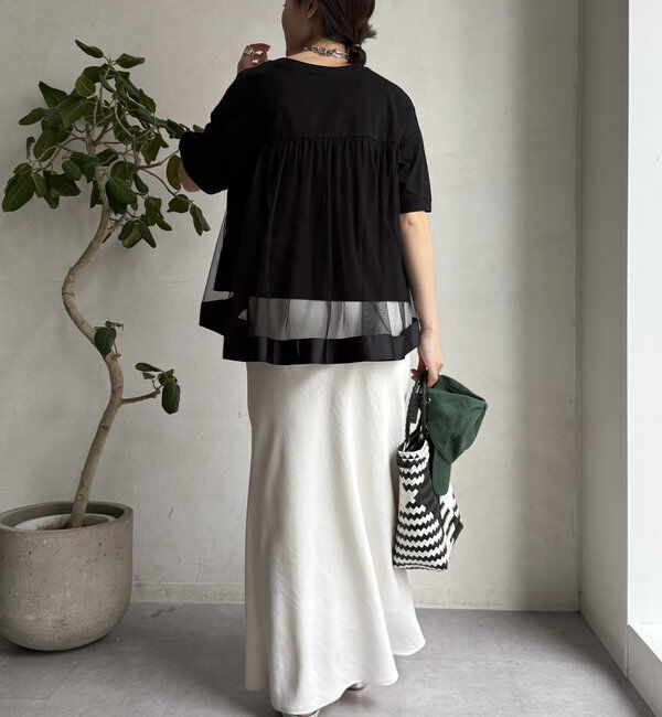  「【WEB限定】バックギャザーチュールプルオーバー」|Tシャツ・カットソー|