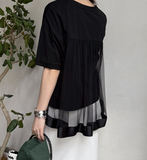  「【WEB限定】バックギャザーチュールプルオーバー」|Tシャツ・カットソー|