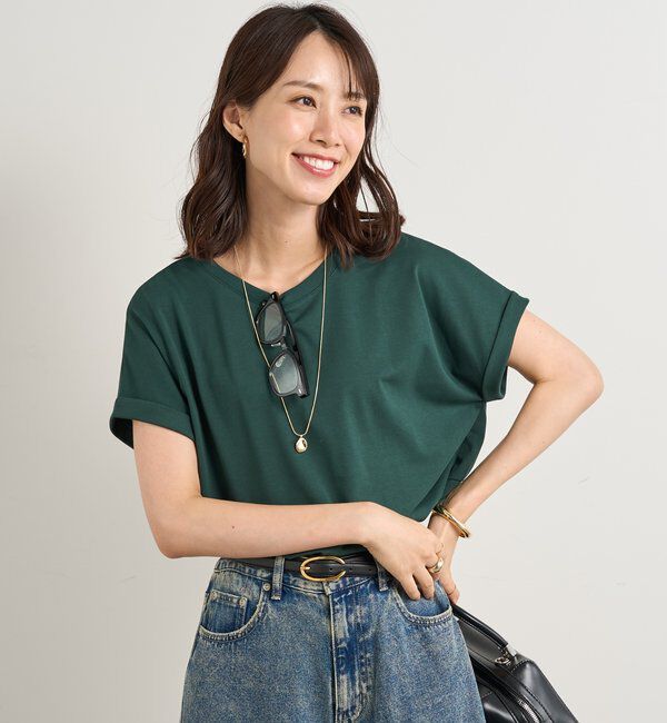  「《UVカット・速乾・夏に快適◎》冷感プレーティング天竺カットソー」|Tシャツ・カットソー|