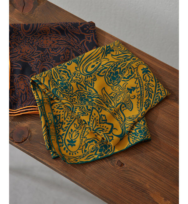  「ペイズリープリントスカーフ」|ストール|イエロー