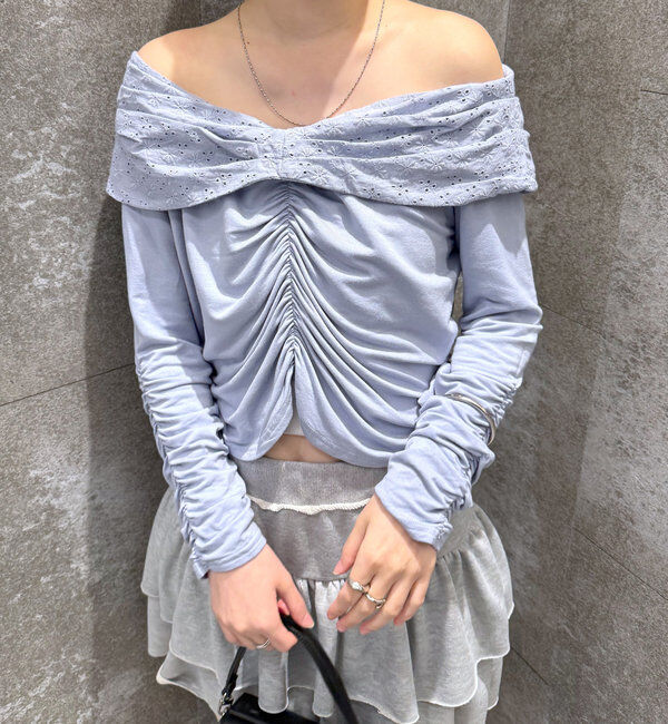  「[mline]コットンレースオフショルＴ」|Tシャツ・カットソー|