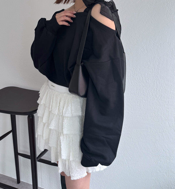  「[mline]ショルダーリボンスウェット」|Tシャツ・カットソー|