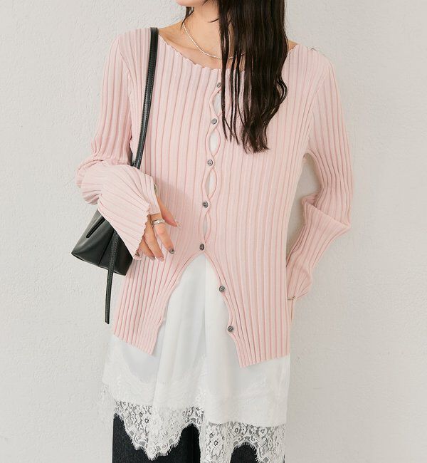  「ラウンドスリットリブカーディガン」|カーディガン|