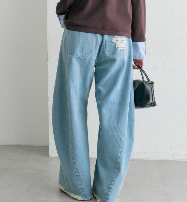  「クラッシュカーブパンツ」|デニム|