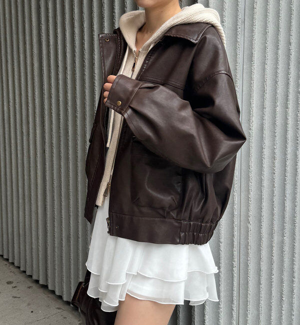 「【SNS総再生回数300万回突破！】フェイクレザーミドルルーズジャケット」|その他|