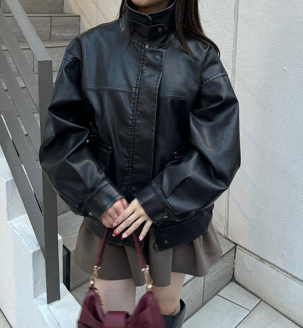  「【SNS総再生回数300万回突破！】フェイクレザーミドルルーズジャケット」|その他|