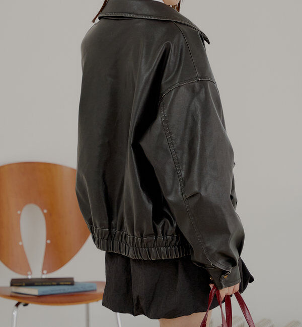  「【SNS総再生回数300万回突破！】フェイクレザーミドルルーズジャケット」|その他|