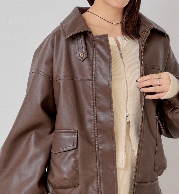  「【SNS総再生回数300万回突破！】フェイクレザーミドルルーズジャケット」|その他|