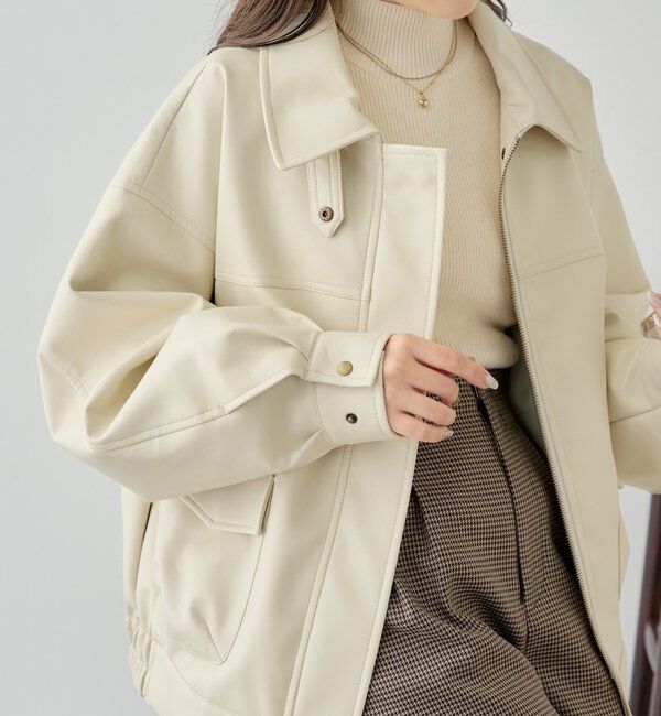  「【SNS総再生回数300万回突破！】フェイクレザーミドルルーズジャケット」|その他|