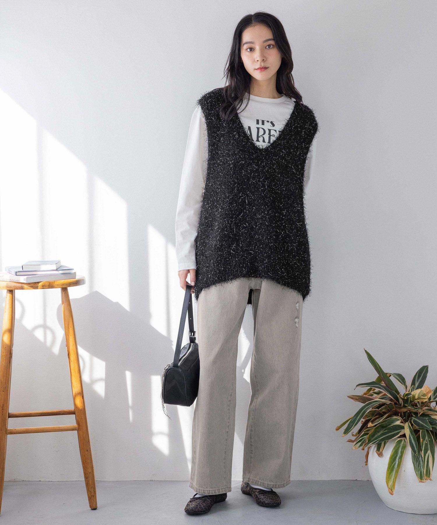 LOWRYS FARM「ラメシャギーベスト」|ニット・セーター|