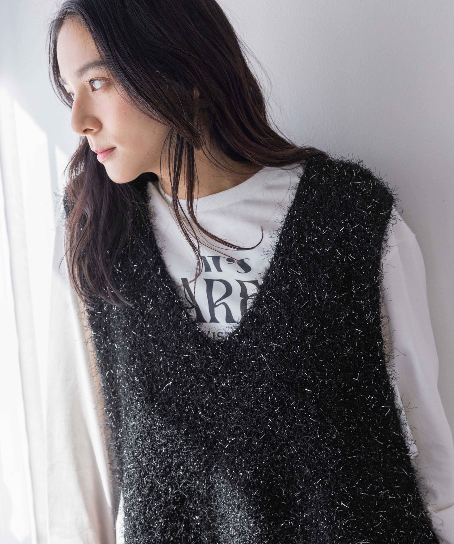 LOWRYS FARM「ラメシャギーベスト」|ニット・セーター|