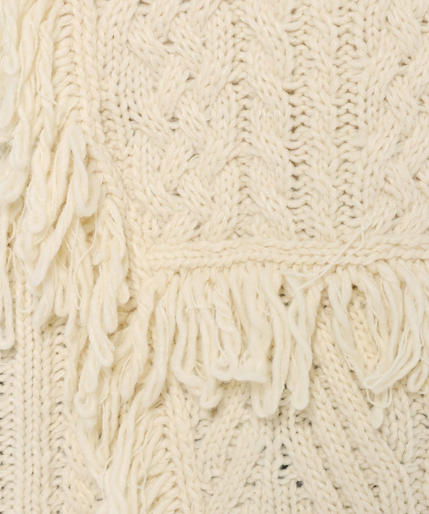 LOWRYS FARM「ケーブルフリンジLONG丈」|ニット・セーター|