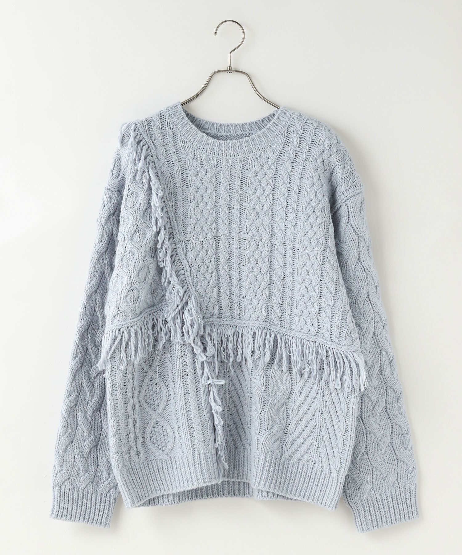 LOWRYS FARM「ケーブルフリンジLONG丈」|ニット・セーター|