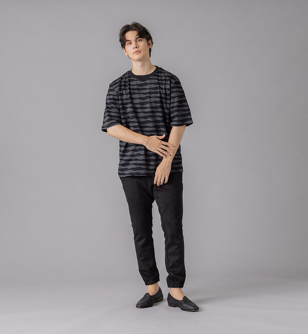 ABAHOUSE「ブロークンボーダー ジャガード オーバーサイズ Tシャツ」|Tシャツ・カットソー|